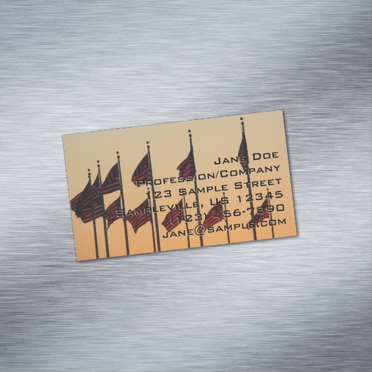 Flaggen von Sunset American Patriotic USA Magnetische Visitenkarte (Beispiel)