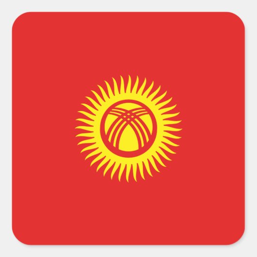 Flaggenaufkleber für Kirgisistan Quadratischer Aufkleber (Vorderseite)