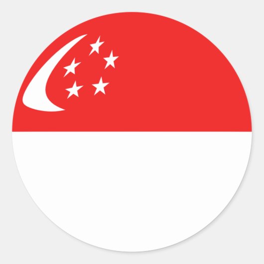 Flaggenaufkleber für Singapur Runder Aufkleber (Vorderseite)