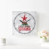 Flaggenbär der Republik Kalifornien in der Farbe P Quadratische Wanduhr (Zuhause)