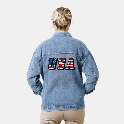 Flaggenbriefe der USA Jeansjacke (Modell)