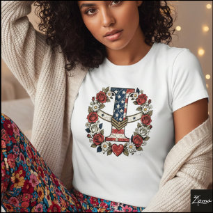 Flaggenbuchstabe I Militär-Blumenkranz T-Shirt