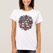 Flaggenbuchstabe K Rosen Mandala Monogramm T-Shirt (Vorderseite)