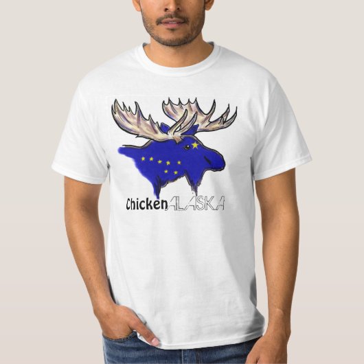 Flaggenelch-Wertt-stück Huhn-Alaskas lokales T-Shirt (Vorderseite)