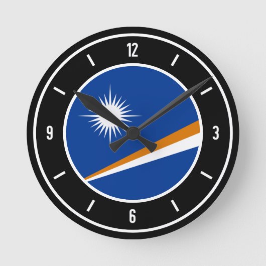 Flaggenelegante der Marshall-Inseln Runde Wanduhr (Vorderseite)