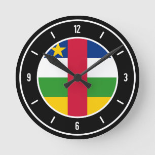 Flaggenelegante der Zentralafrikanischen Republik Runde Wanduhr