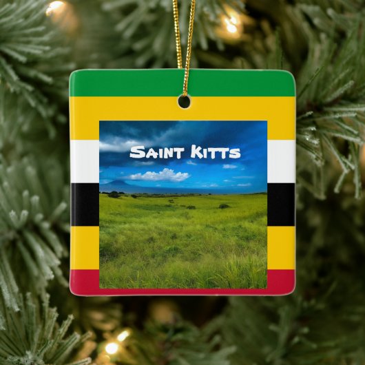 Flaggenfarben von St. Kitts Keramikornament (Baum)