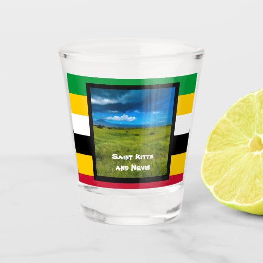 Flaggenfarben von St. Kitts Schnapsglas (Vorderseite)