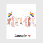 Flaggenflagge des Regenbogenfensters in der Hand L Aufkleber (Blatt)