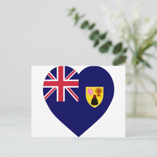 Flaggenherz der Turks- und Caicosinseln Postkarte (Stehend Vorderseite)
