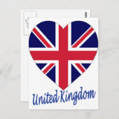 Flaggenherz des Vereinigten Königreichs Postkarte (Vorne/Hinten)