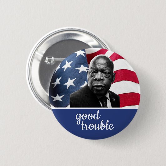 Flaggenhintergrund John Lewis "Good Trouble" Button (Vorne & Hinten)