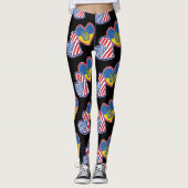 Flaggenhörer der Ukraine und der USA Leggings (Vorderseite)