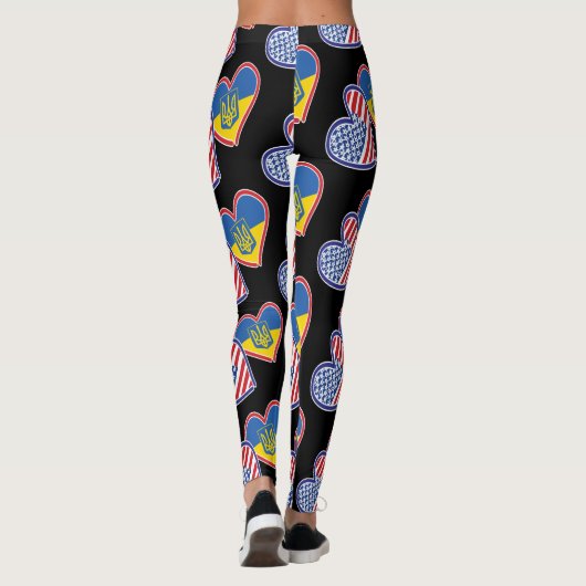 Flaggenhörer der Ukraine und der USA Leggings (Rückseite)