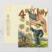 Flaggenjunge 4. Juli Postkarte (Vorne/Hinten)