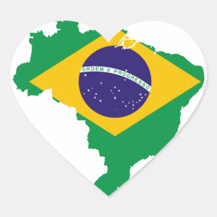 Flaggenkarte Brasilien Herz-Aufkleber