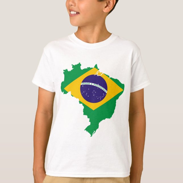 Flaggenkarte Brasilien T-Shirt (Vorderseite)