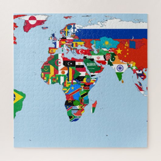 Flaggenkarte der Welt 2 Puzzle (Vertikal)