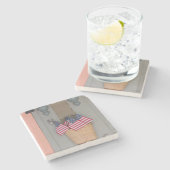 Flaggenkörbe - Martha's Vineyard Steinuntersetzer (Seitenansicht)