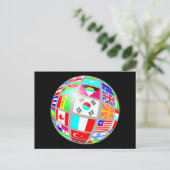 Flaggenkugel schwarze Postkarte (Stehend Vorderseite)