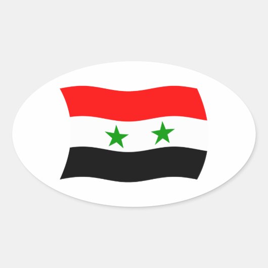 Flaggenmarke Syrien Ovaler Aufkleber (Vorderseite)