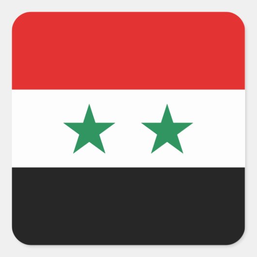 Flaggenmarke Syrien Quadratischer Aufkleber (Vorderseite)