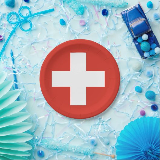 Flaggenpapiertafel der Schweiz Pappteller (Party)