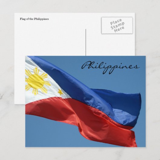 Flaggenphilippine Postkarte (Vorne/Hinten)