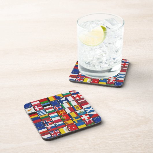 Flaggenplätze auf Square Cork-Untersetzer (Set von Untersetzer (Rechte Seite)