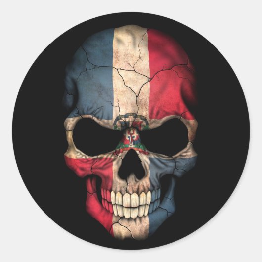 Flaggenschädel der Dominikanischen Republik Runder Aufkleber (Vorderseite)