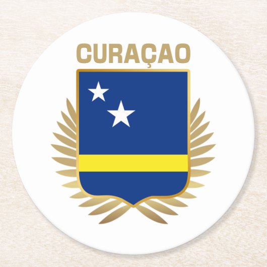 Flaggenschild Curacao Runder Pappuntersetzer (Vorderseite)