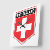 Flaggenschild der Schweiz Quadratische Wanduhr (Winkel)