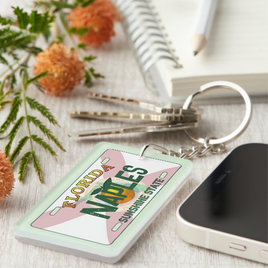 Flaggenschild-Schlüsselanhänger von Neapel Florida Schlüsselanhänger (Vorderseite rechts)