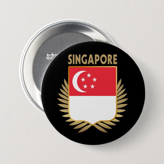 Flaggenschild Singapurs Button (Vorne & Hinten)