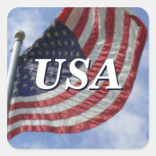 Flaggenstaat der Vereinigten Staaten (USA) Quadratischer Aufkleber
