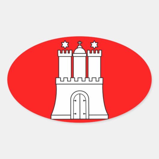 Flaggenstaat - Fahne - Hamburg Ovaler Aufkleber (Vorderseite)