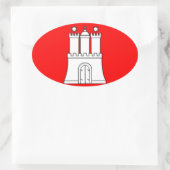 Flaggenstaat - Fahne - Hamburg Ovaler Aufkleber (Tasche)
