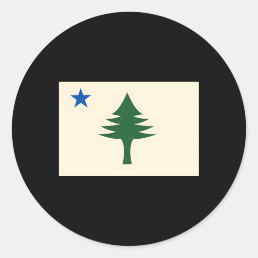 Flaggenstaat Maine 1901 Maine State Flag E Tree St Runder Aufkleber (Vorderseite)