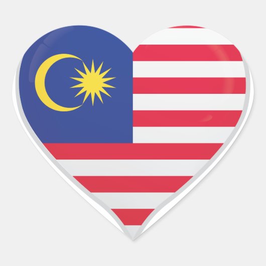 Flaggenstempel der malaysischen Liebe Herz-Aufkleber (Vorderseite)
