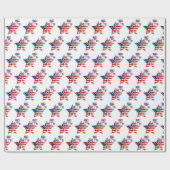 Flaggenstern und Balloons auf Weiß Geschenkpapier (Flach)