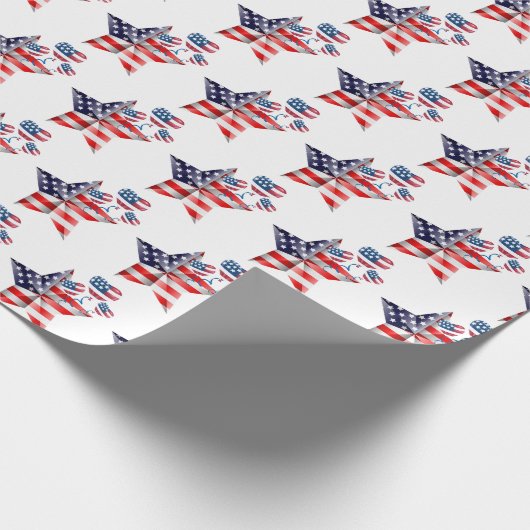 Flaggenstern und Balloons auf Weiß Geschenkpapier (Ecke)