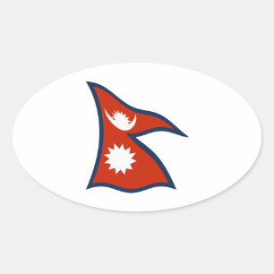 Flaggensticker für Nepal Ovaler Aufkleber