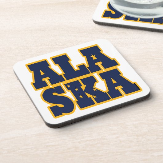 Flaggentext des Alaskan-Staates Getränkeuntersetzer (Linke Seite)