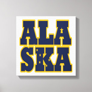 Flaggentext des Alaskan-Staates Leinwanddruck