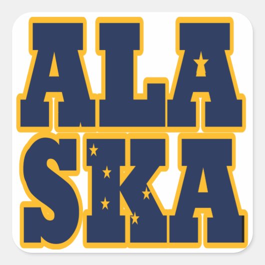 Flaggentext des Alaskan-Staates Quadratischer Aufkleber (Vorderseite)