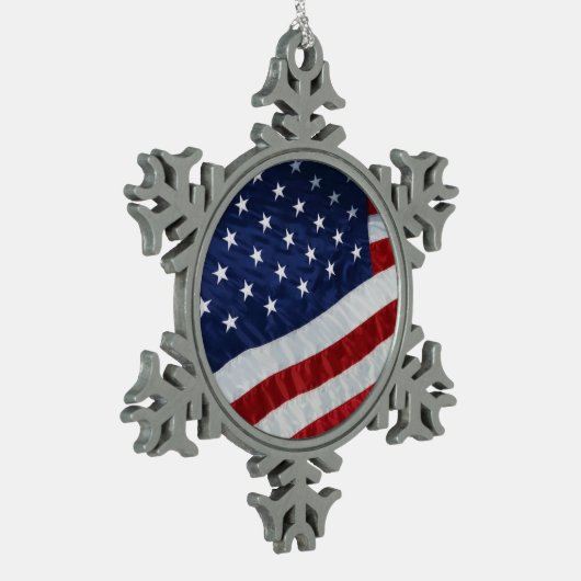 Flaggenverzierung der Staaten Schneeflocken Zinn-Ornament (Links)