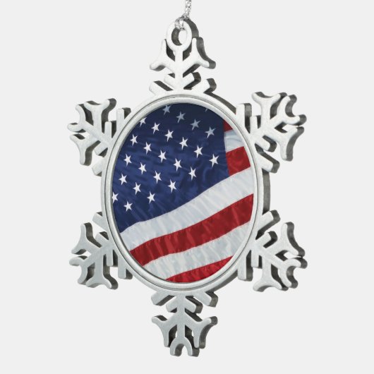 Flaggenverzierung der Staaten Schneeflocken Zinn-Ornament (Rechts)