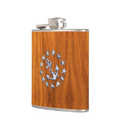 Flaggenzeichen der Yacht auf Nautical Teak Wood Pr Flachmann (Links)