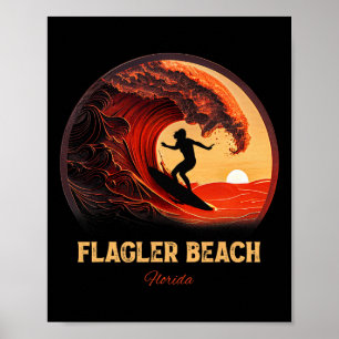 Flagler Beach Florida Surfen Surfbrett Für Männer Poster