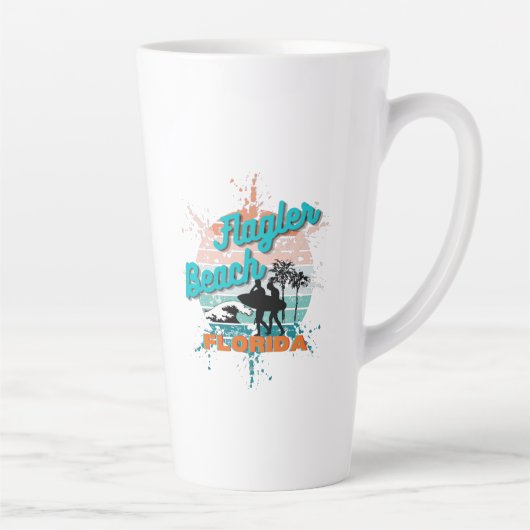 Flagler Beach Florida Vintag Retro Sunset Milchtasse (Rechts)